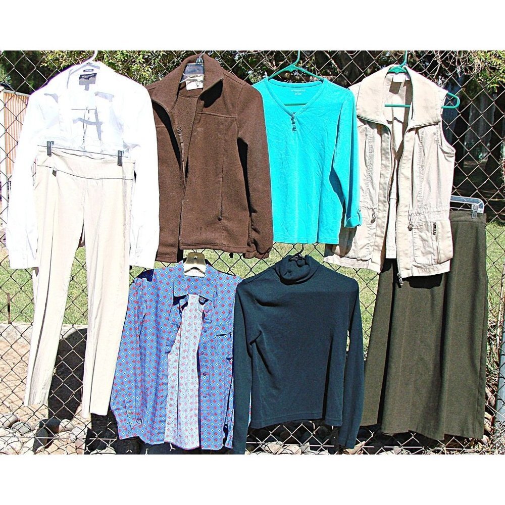 Assorted Lot 8 Womens Multicolor Vest Jacket Shirt T-Shirt Pant & Skirt Size S